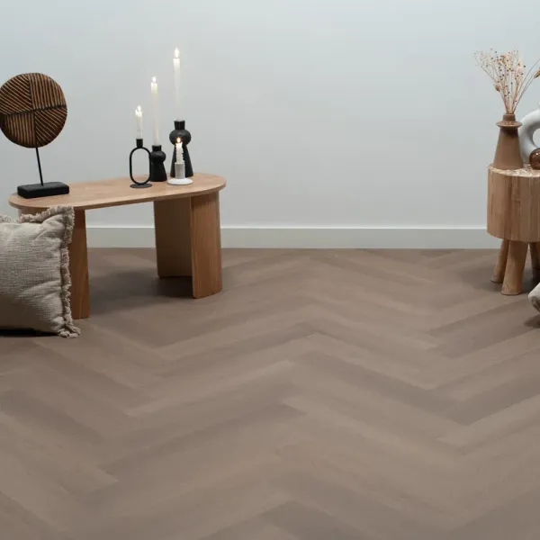 Image of: Floer Fischgrät Klick Vinyl – Greige Eiche
